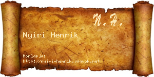 Nyiri Henrik névjegykártya